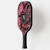 Tropisch monogram Roos Roze palm blauw modern Pickleball Paddle (Links)