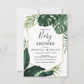 Tropisch Monstera Baby shower Uitnodiging Kaart (Voorkant)