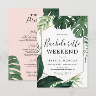 Tropisch Monstera Bachelorette Party nodigt kaart