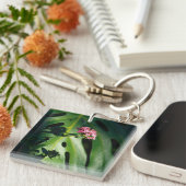 Tropisch Monstera blad, Aangepaste naam Botanisch Sleutelhanger (Voorkant Rechts)