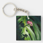 Tropisch Monstera blad, Aangepaste naam Botanisch Sleutelhanger (Voorkant)