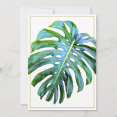 Tropisch Monstera blad groen goud strand bruiloft Kaart (Achterkant)
