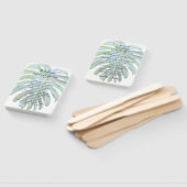 Tropisch Monstera blad groen Strand Bruiloft Handwaaier (Niet-gemonteerd)