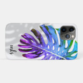 Tropisch Monstera-blad Monogram met schaduw Paars Case-Mate iPhone Case (Achterkant (horizontaal))