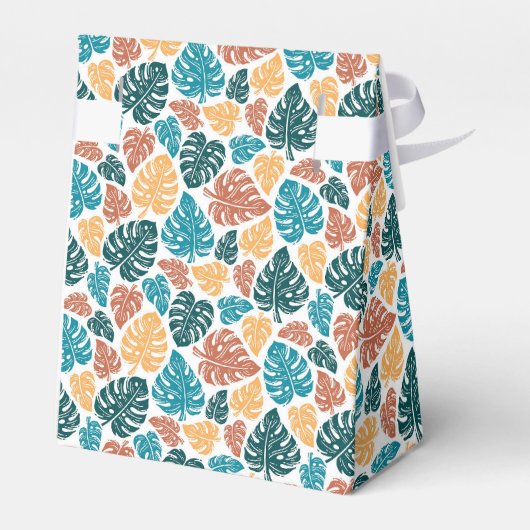 Tropisch Monstera Bladpatroon – Kleurrijke Natuur  Bedankdoosjes (Achterkant)