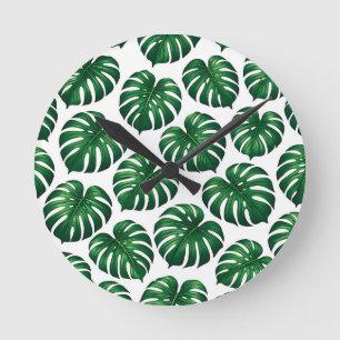 Tropisch Monstera Bladpatroon Ronde Klok