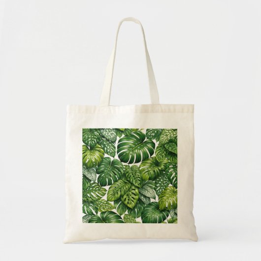 Tropisch Monstera Bladpatroon Tote Bag (Voorkant)