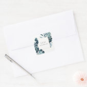 Tropisch Monstera Blue Foliage Monogram Weddenscha Vierkante Sticker (Envelop)