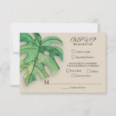 Tropisch Monstera Botanical Wedding RSVP Kaartje (Voorkant)
