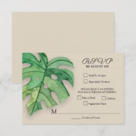 Tropisch Monstera Botanical Wedding RSVP Kaartje