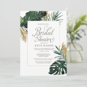 Tropisch Monstera- en Gold Leaf-Vrijgezellenfeest Kaart (Staand voorkant)