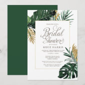 Tropisch Monstera- en Gold Leaf-Vrijgezellenfeest Kaart (Voorkant / Achterkant)