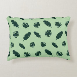 Tropisch Monstera en Palmbladeren Naadloos Patroon Accent Kussen