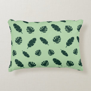 Tropisch Monstera en Palmbladeren Naadloos Patroon Accent Kussen