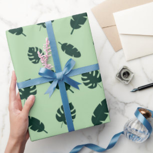 Tropisch Monstera en Palmbladeren Naadloos Patroon Cadeaupapier