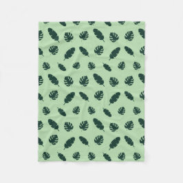 Tropisch Monstera en Palmbladeren Naadloos Patroon Fleece Deken