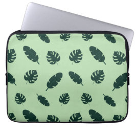 Tropisch Monstera en Palmbladeren Naadloos Patroon Laptop Sleeve
