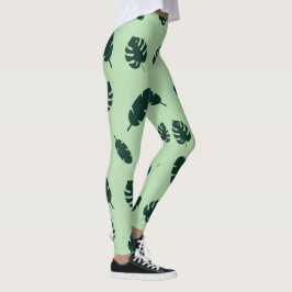 Tropisch Monstera en Palmbladeren Naadloos Patroon Leggings
