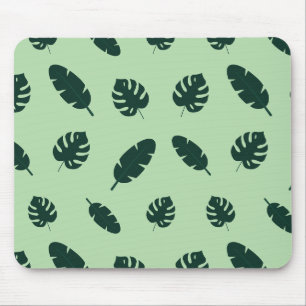 Tropisch Monstera en Palmbladeren Naadloos Patroon Muismat