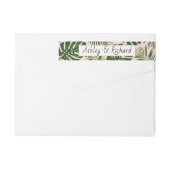 Tropisch monstera en palmbladeren roze bruiloft (Achterkant)