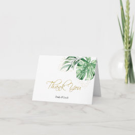 Tropisch Monstera Fantasienaam & goud | Bedankkaart