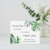 Tropisch Monstera Fantasienaam & goud | Save The Date (Staand voorkant)