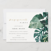 Tropisch Monstera Foliage Green Verloving Invite Bedankkaart (Voorkant)