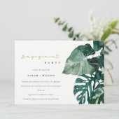 Tropisch Monstera Foliage Green Verloving Invite Bedankkaart (Staand voorkant)