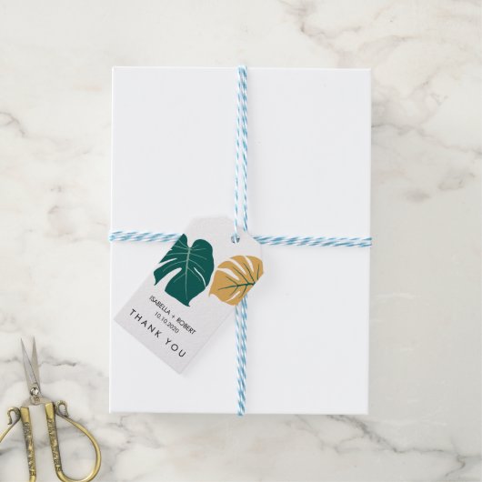 Tropisch Monstera Geel | Weddenschap Hartelijk dan Cadeaulabel (Met Touw)