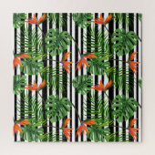 Tropisch Monstera Gestreept Botanisch Patroon Legpuzzel (Verticaal)