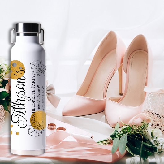 Tropisch Monstera Gouden Stippen Meisjesuitstap Waterfles