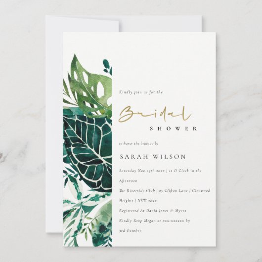 Tropisch Monstera Green Fauna Vrijgezellenfeest In Bedankkaart (Voorkant)