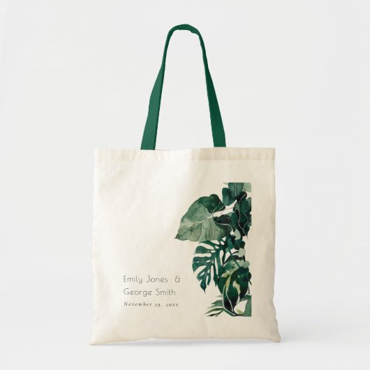 Tropisch Monstera Green Foliage Leafy Wedding Tas (Voorkant)