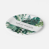 Tropisch Monstera Green Foliage Vrijgezellenfeest Papieren Bordje (Gekanteld)