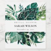 Tropisch Monstera Green Foliage Vrijgezellenfeest Wijn Etiket (Enkel label)