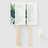Tropisch Monstera Green Leafy Wedding Programme Handwaaier (Voorkant en achterkant)