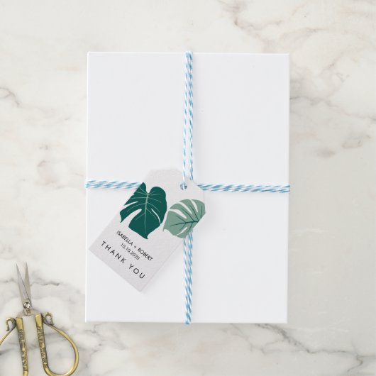 Tropisch Monstera Groen | Bruiloft Dank je WEL GUN Cadeaulabel (Met Touw)