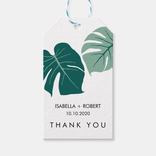 Tropisch Monstera Groen | Bruiloft Dank je WEL GUN Cadeaulabel (Voorkant)