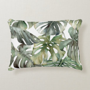 Tropisch Monstera groot Waterverf patroon Accent Kussen
