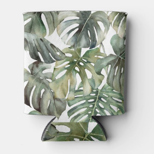 Tropisch Monstera groot Waterverf patroon Blikjeskoeler (Voorkant)