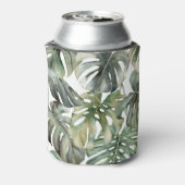 Tropisch Monstera groot Waterverf patroon Blikjeskoeler (Blikje Achterkant)