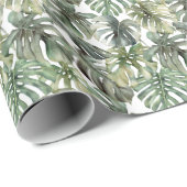 Tropisch Monstera groot Waterverf patroon Cadeaupapier (Rol Hoek)