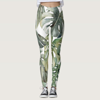 Tropisch Monstera groot Waterverf patroon Leggings