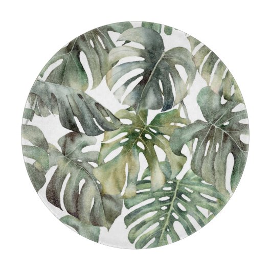 Tropisch Monstera groot Waterverf patroon Snijplank (Voorkant)