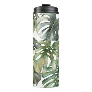 Tropisch Monstera groot Waterverf patroon Thermosbeker