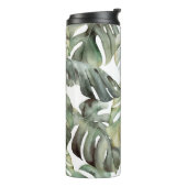 Tropisch Monstera groot Waterverf patroon Thermosbeker (Gedraaid links)