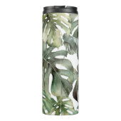 Tropisch Monstera groot Waterverf patroon Thermosbeker (Achterkant)