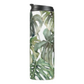 Tropisch Monstera groot Waterverf patroon Thermosbeker (Geroteerd rechts)