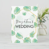 Tropisch Monstera Hand Drawn Botanical Wedding Kaart (Staand voorkant)