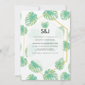 Tropisch Monstera Hand Drawn Botanical Wedding Kaart (Achterkant)